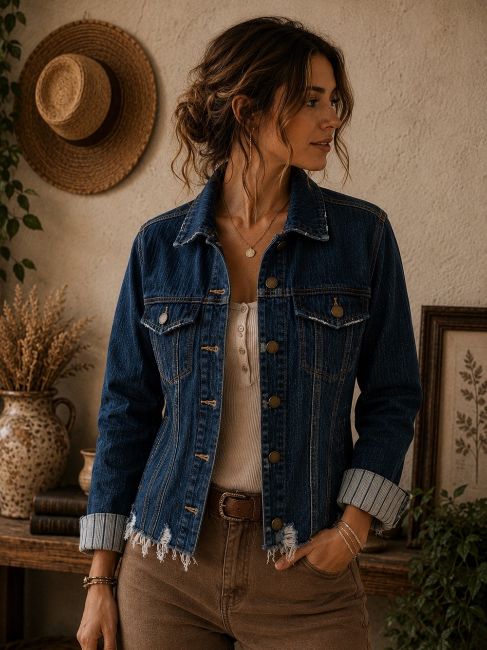 Liverpool Jacket Women XS Blue Distressed Denim Trucker Jacket
